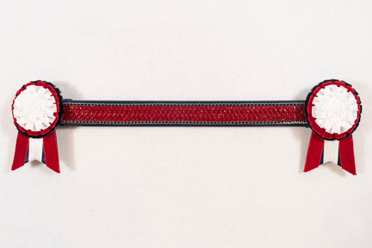 Burgundy, Navy, and White 16" Show Browband