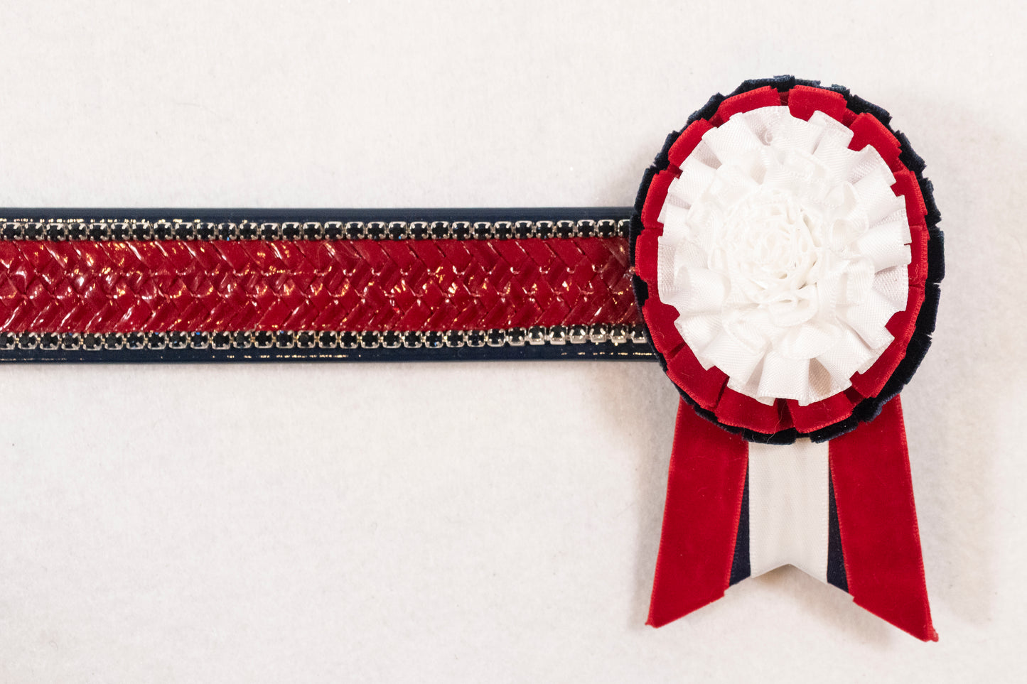 Burgundy, Navy, and White 16" Show Browband