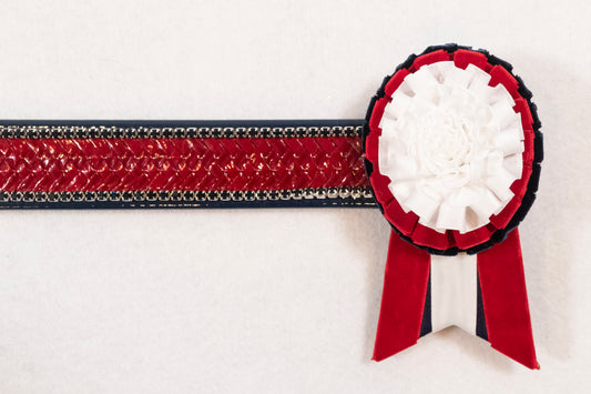 Burgundy, Navy, and White 16" Show Browband