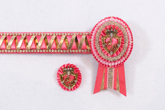 Pink and Gold 16" Show Browband