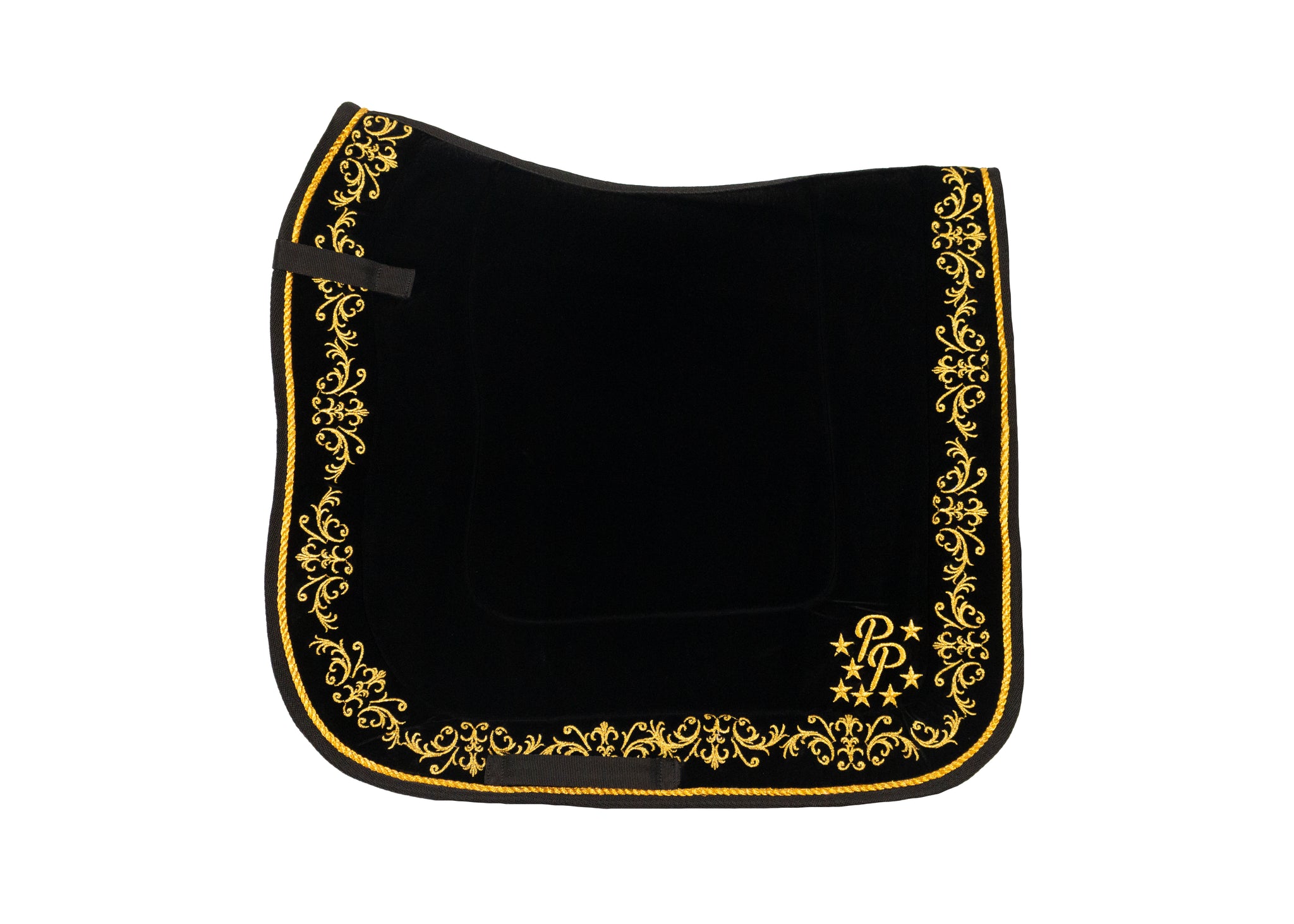 Black Velvet Baroque Saddle Pads - GP, Jump, and Dressage Cuts