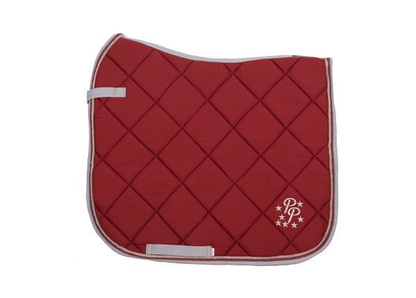 Burgundy/Grey Saddle Pads - Jump, GP, and Dressage cuts