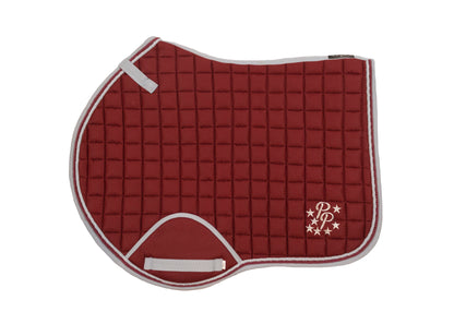 Burgundy/Grey Saddle Pads - Jump, GP, and Dressage cuts