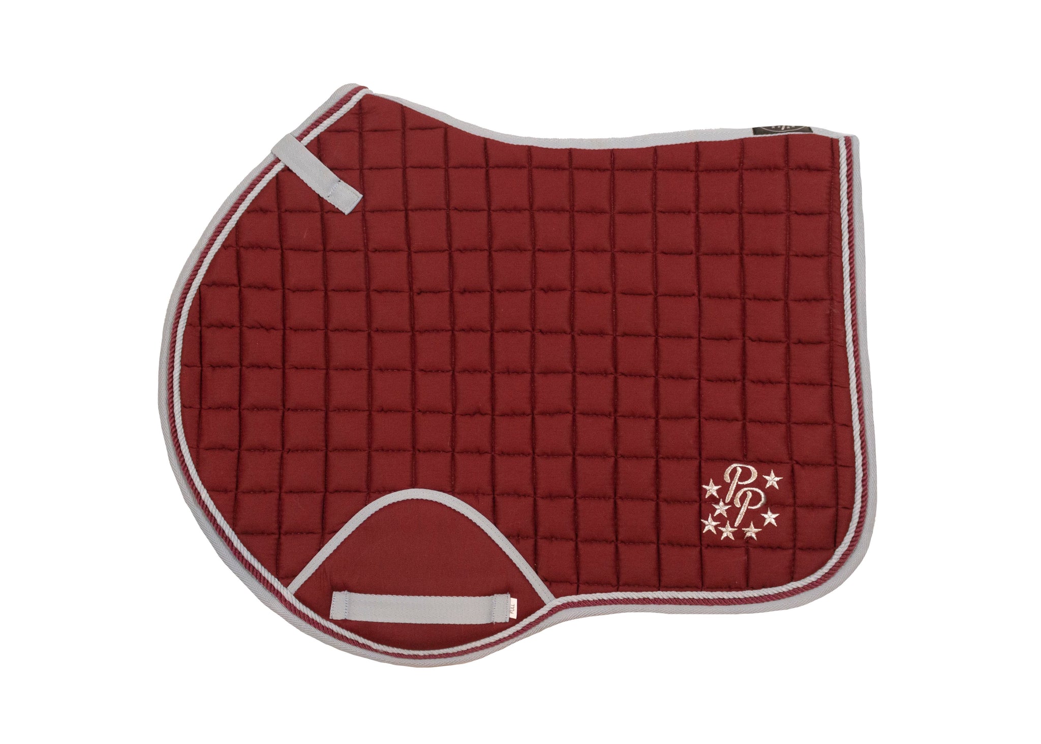 Burgundy/Grey Saddle Pads - Jump, GP, and Dressage cuts