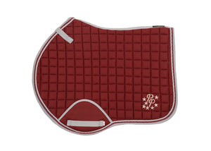 Burgundy/Grey Saddle Pads - Jump, GP, and Dressage cuts