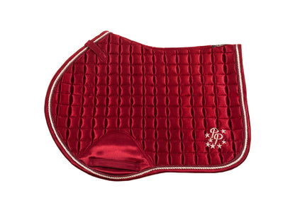 Burgundy Satin Saddle Pads - Jump, GP, and Dressage cuts