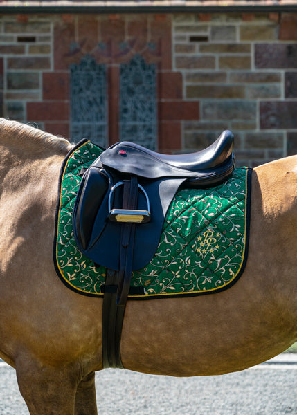 Green Enchanted Saddle Pads - Jump and Dressage Cuts