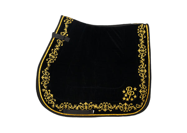 Black Velvet Baroque Saddle Pads - GP, Jump, and Dressage Cuts