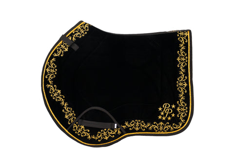 Black Velvet Baroque Saddle Pads - GP, Jump, and Dressage Cuts