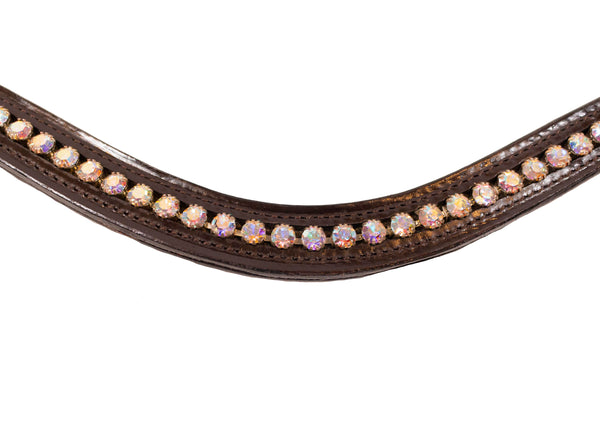 Brown Leather Single Row Bling Browbands