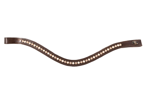 Brown Leather Single Row Bling Browbands