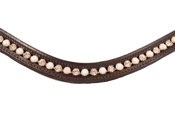 Brown Leather Single Row Bling Browbands