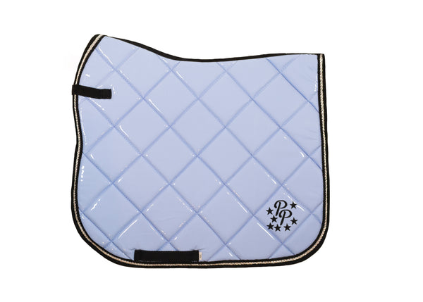 Patent Periwinkle Saddle Pads - Jump, GP, and Dressage cuts