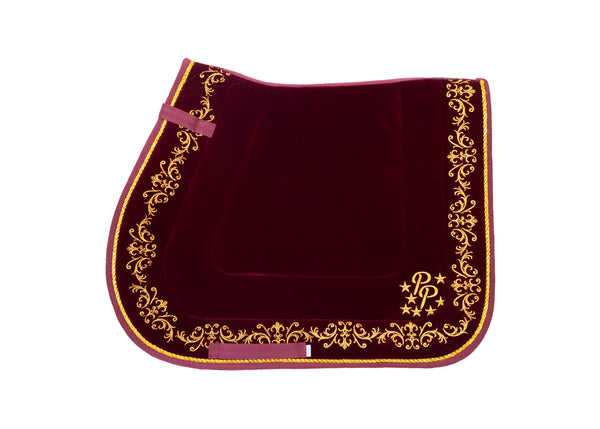 Plum Velvet Baroque Saddle Pads - GP, Jump, and Dressage Cuts