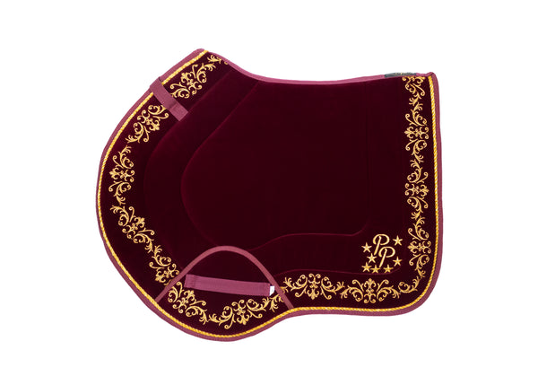 Plum Velvet Baroque Saddle Pads - GP, Jump, and Dressage Cuts