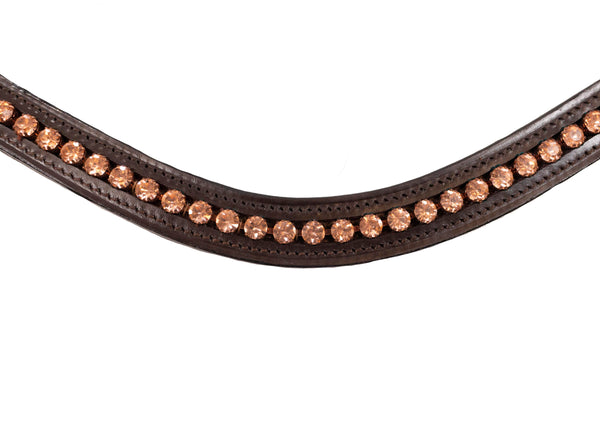 Brown Leather Single Row Bling Browbands