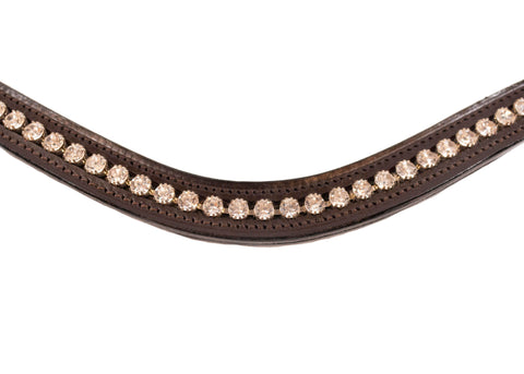 Brown Leather Single Row Bling Browbands