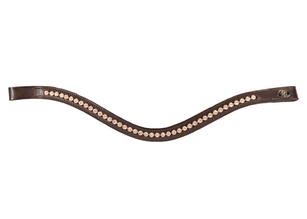 Brown Leather Single Row Bling Browbands