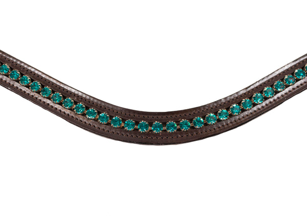 Brown Leather Single Row Bling Browbands