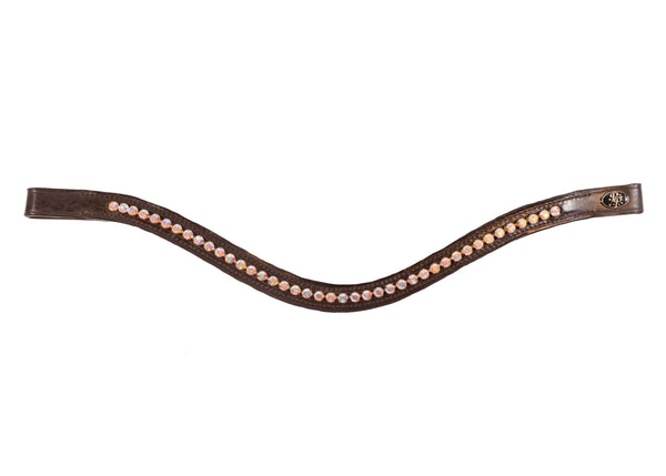 Brown Leather Single Row Bling Browbands