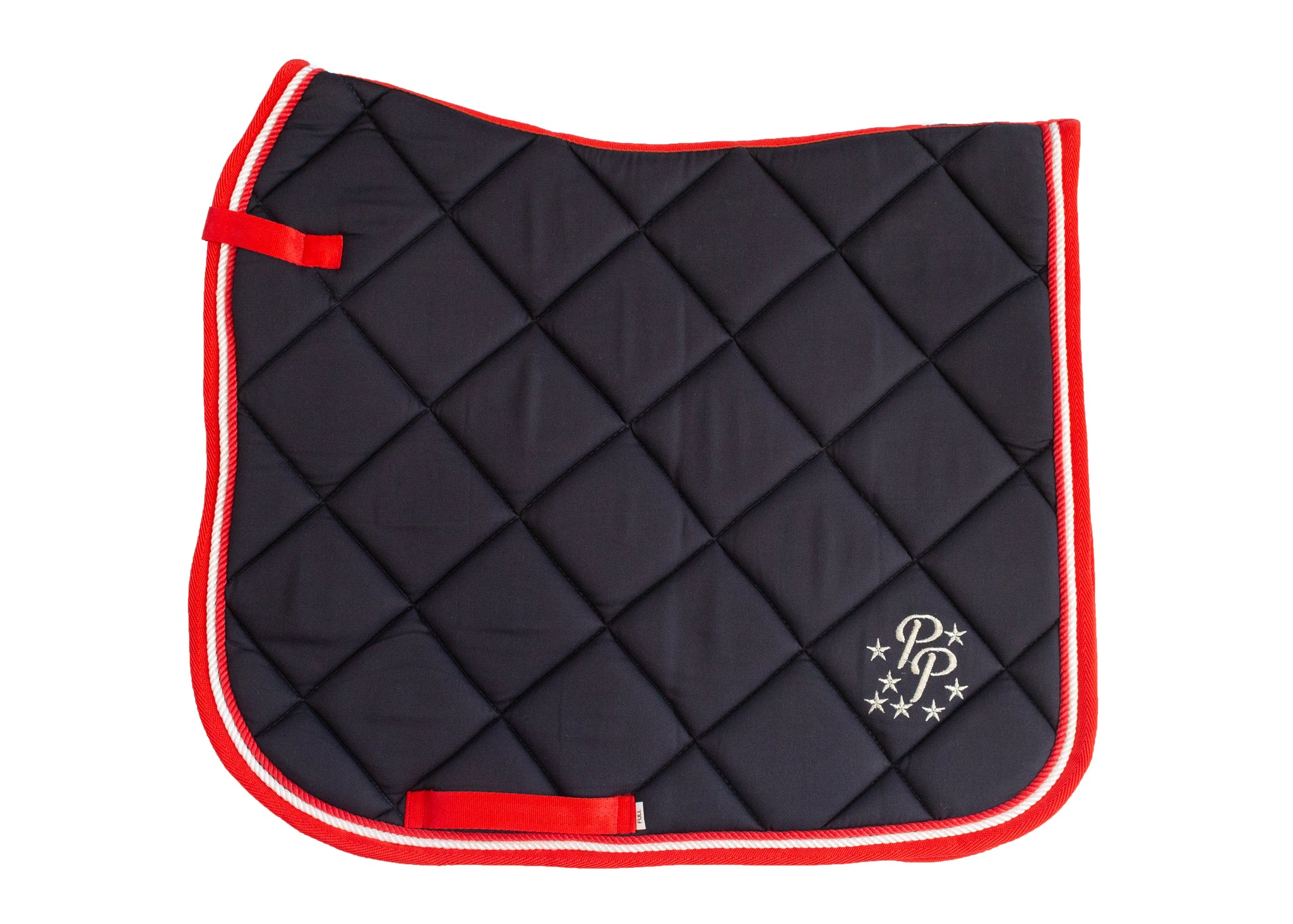 Navy/Red/White Saddle Pads - Jump, GP, and Dressage cuts