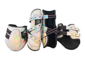 SECONDS Holo Leather Lined Open Front Boots - Set of Four