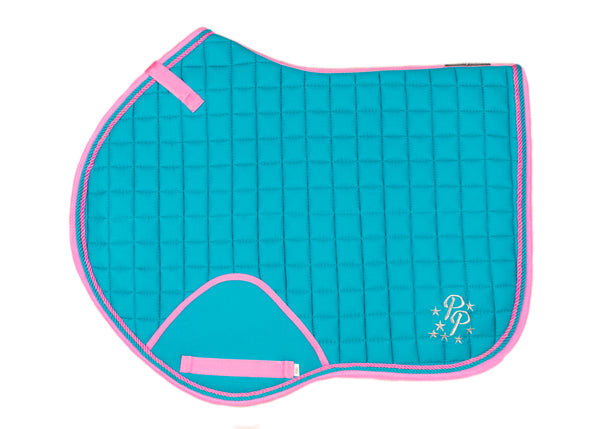 Turquoise/Pink Saddle Pads - Jump, GP, and Dressage cuts