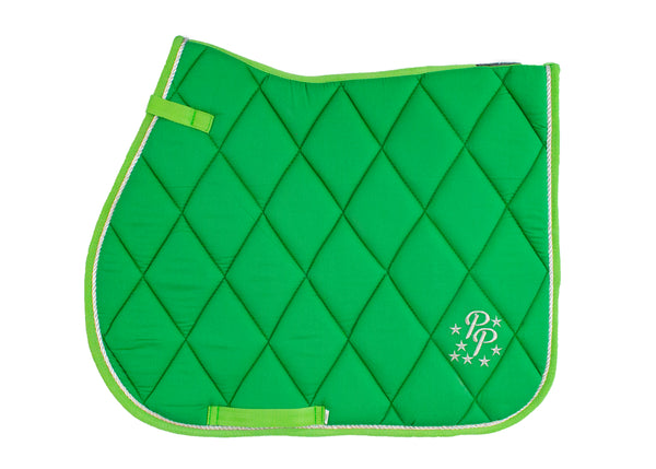 Lime Green Saddle Pads - Jump, GP, and Dressage cuts