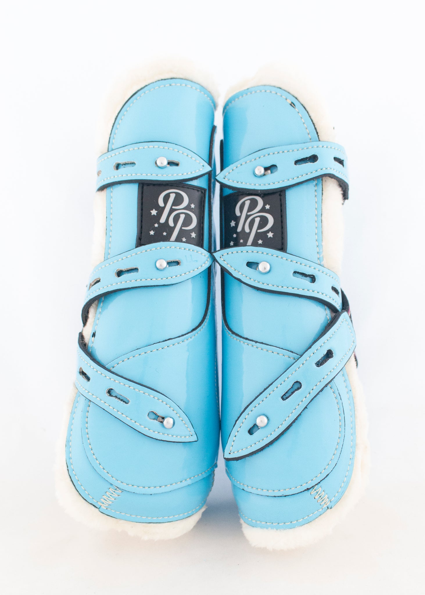 SECONDS Sky Blue Open Front Boots - Fronts Only