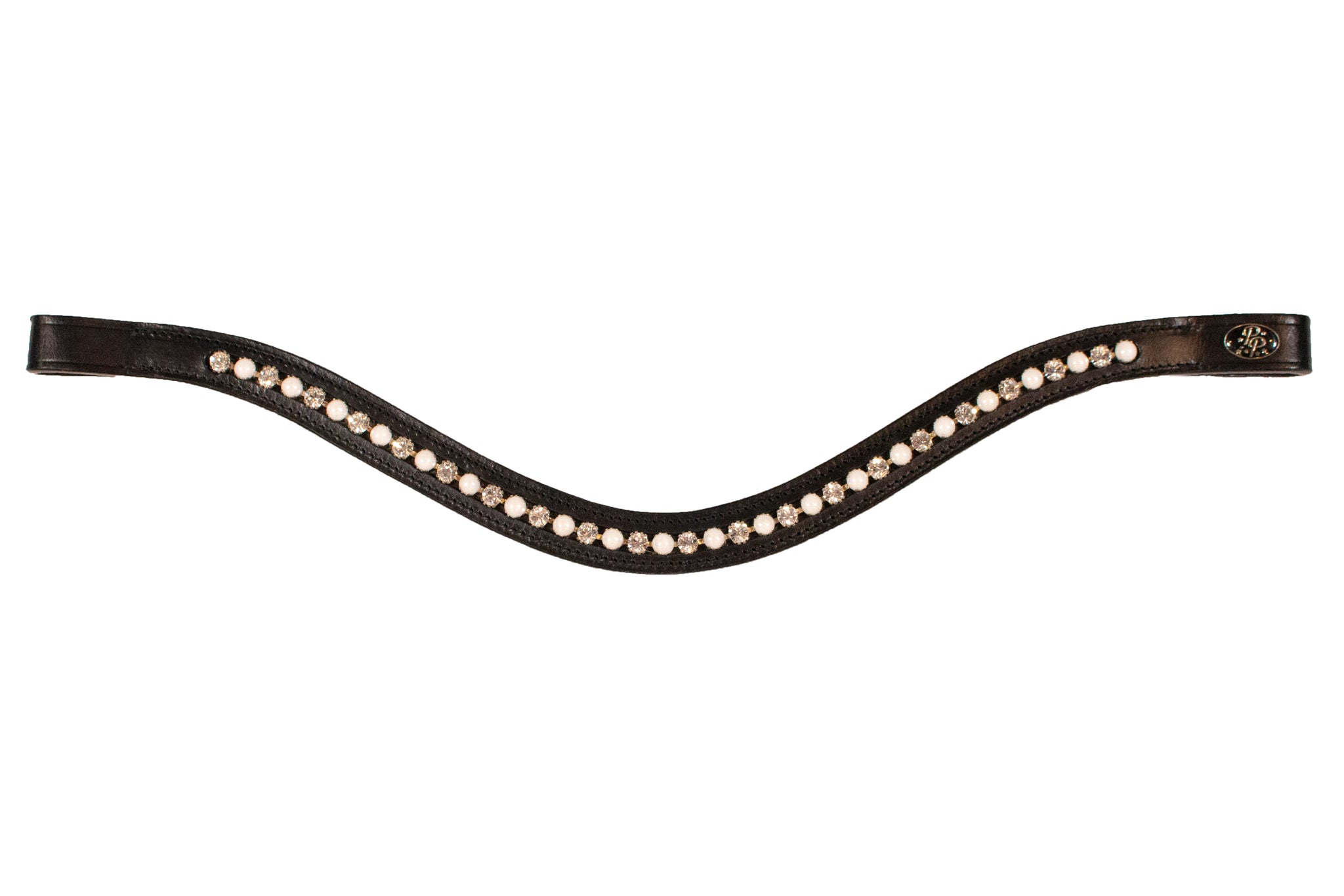 Black Leather Single Row Bling Browbands