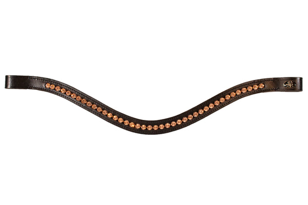 Black Leather Single Row Bling Browbands