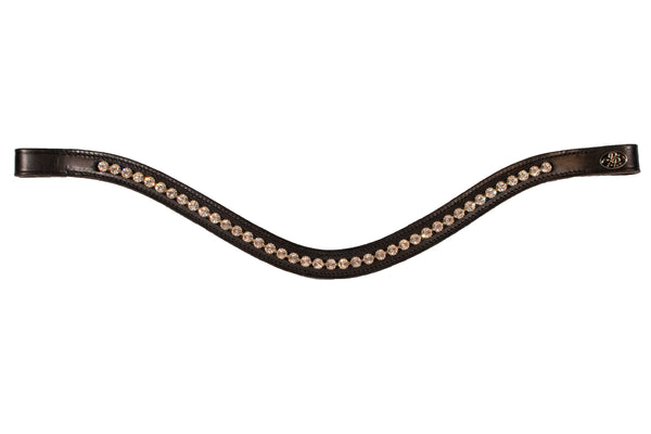 Black Leather Single Row Bling Browbands