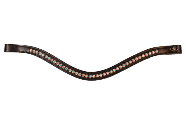 Black Leather Single Row Bling Browbands