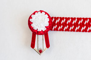 Red and White 16" Show Browband