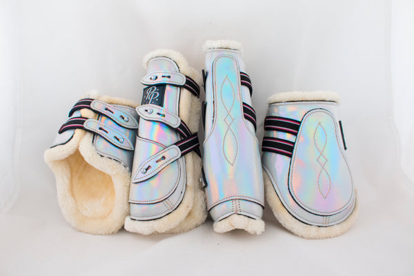 Holo and Glitter Open Front Boots - Set of four