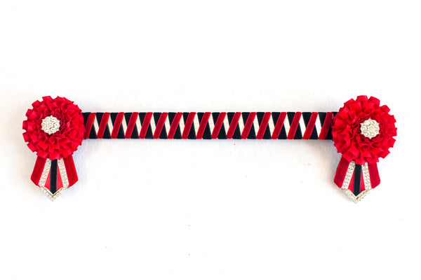 Red and Dark Navy Mirror 14" Show Browband