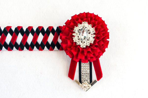 Red and White 16" Show Browband