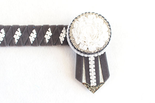 Grey and White 15.5" Show Browband