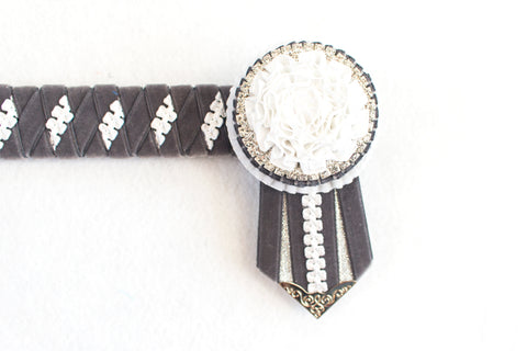 Grey and White 15.5" Show Browband