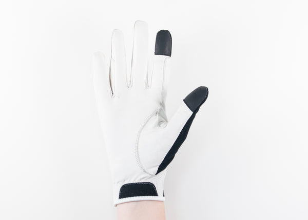 White Suede and Napa Leather Gloves