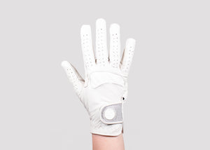 White Glitter Leather Gloves