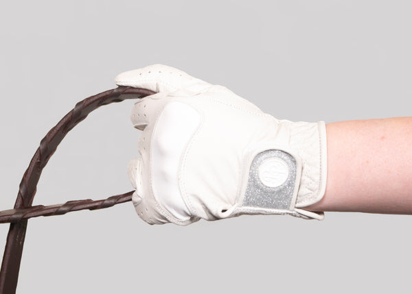 White Glitter Leather Gloves