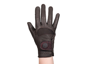 Brown Glitter Leather Touchscreen Friendly Gloves