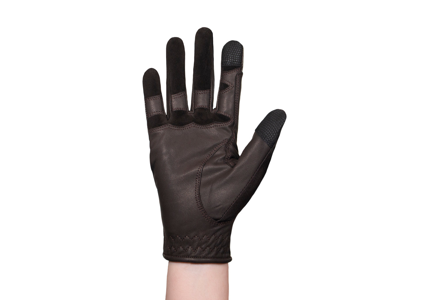 Brown Glitter Leather Touchscreen Friendly Gloves
