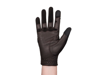 Brown Glitter Leather Touchscreen Friendly Gloves