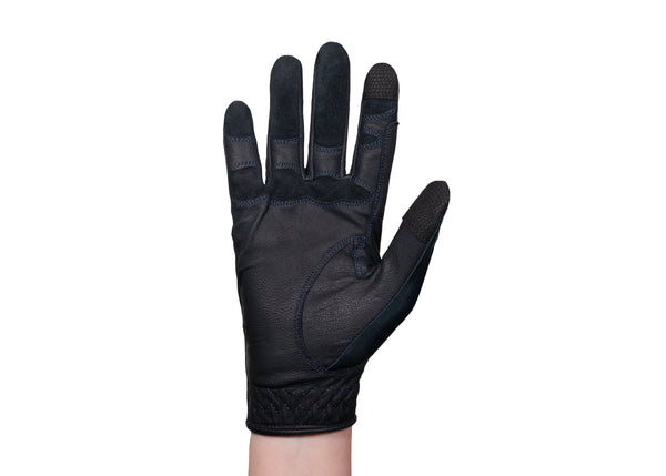 Navy Glitter Leather Touchscreen Friendly Gloves
