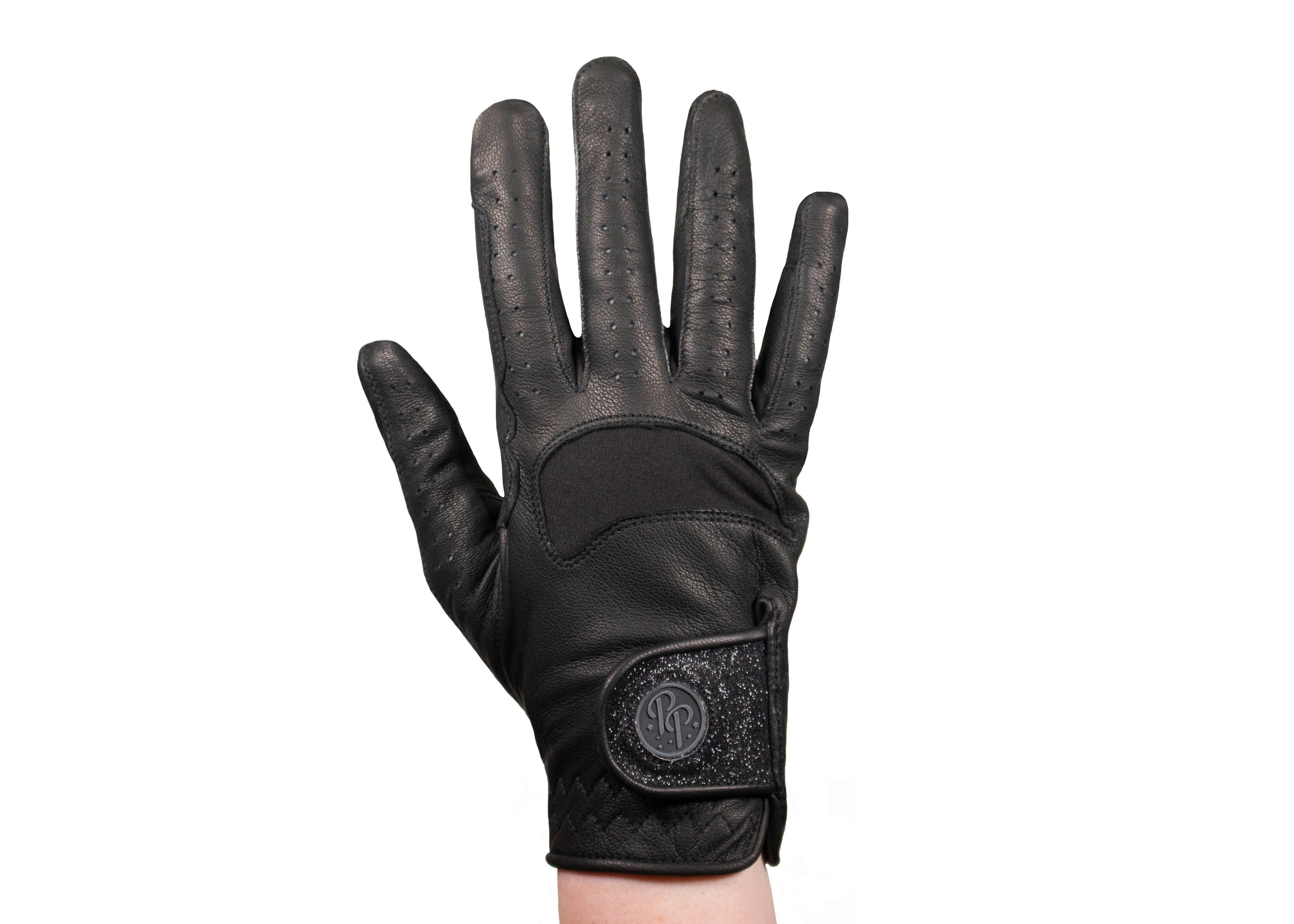 Black Glitter Leather Touchscreen Friendly Gloves