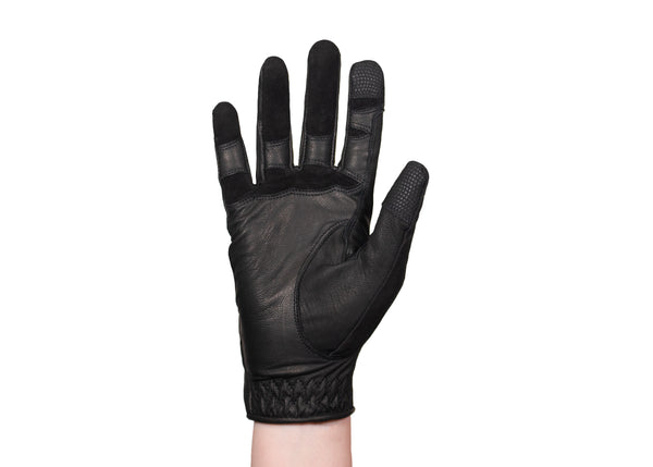 Black Glitter Leather Touchscreen Friendly Gloves