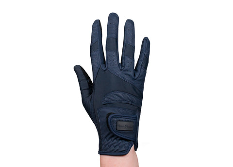 Navy Faux Leather Gloves
