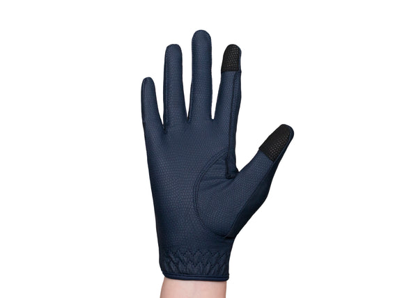 Navy Faux Leather Gloves